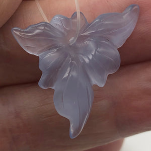 15.5cts Exquisitely Hand Carved Blue Chalcedony Flower Pendant Bead - PremiumBead Alternate Image 2