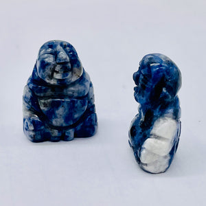 Namaste 2 Hand Carved Sodalite Buddha Beads | 18.5x16x9.5mm | Blue white