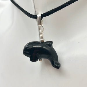 Happy Obsidian Orca Whale and Sterling Silver Pendant | 1.06" Long | 509301ORS - PremiumBead Alternate Image 10