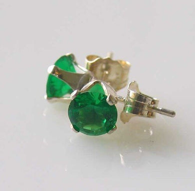 May! 5mm Created Emerald & Silver Earrings 10147E - PremiumBead Primary Image 1
