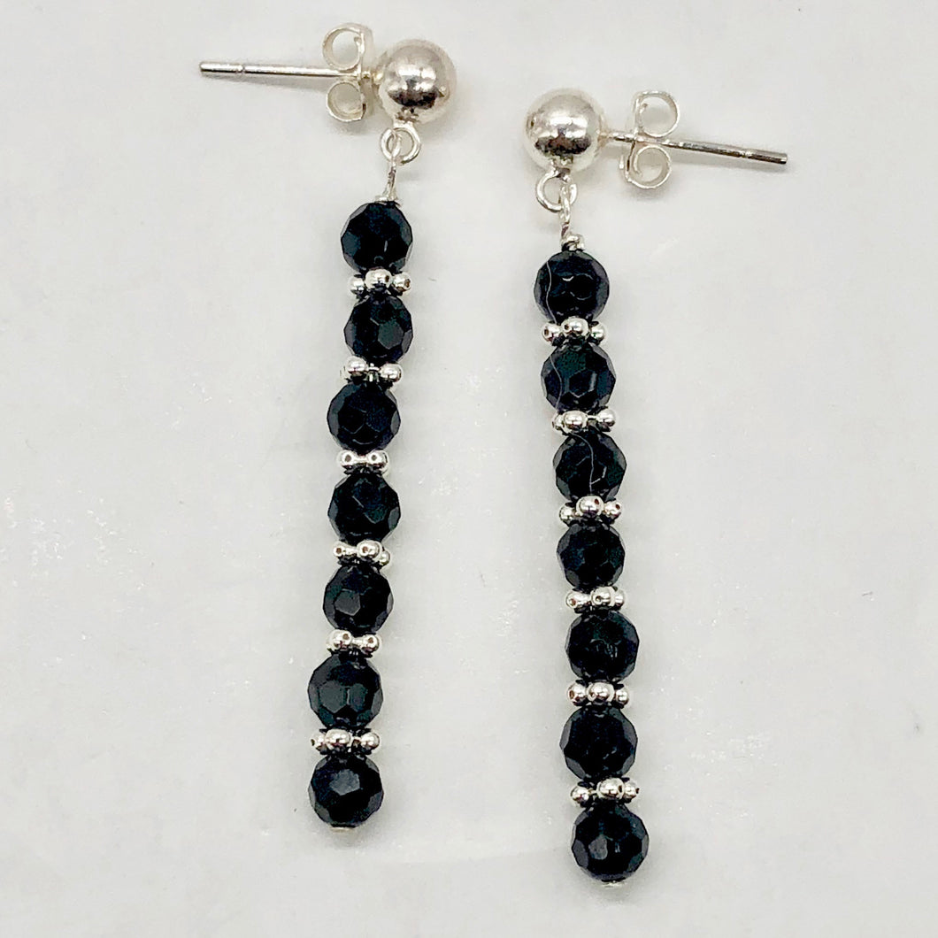 Onyx Sterling Silver Post Dangle Earrings | 2