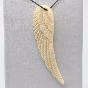 Water Buffalo Bone Carved Angel Wing Pendant Bead | 58.5x16x6mm | Bone | 10841 | 58.5x16x6mm | Cream - PremiumBead Alternate Image 2