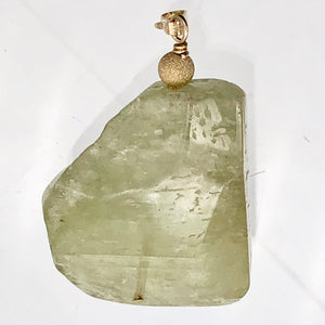 Chatoyant Green Kunzite Faceted Nugget Bead 14K Gold Filled Pendant | 1 1/2" |