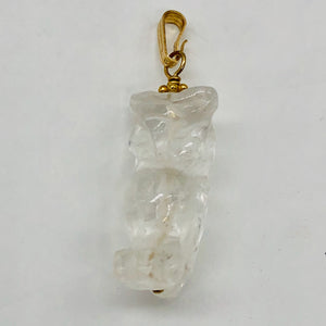 Quartz Owl Pendant Necklace | Semi Precious Stone Jewelry | 14k gf Pendant