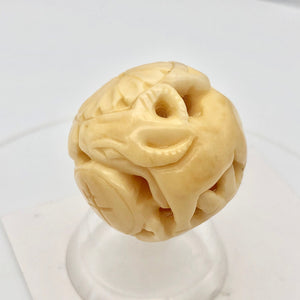 Carved Chinese Zodiac YEAR OF THE OX Bone Bead| 30mm | Cream | Round | 1 Bead | - PremiumBead Alternate Image 6