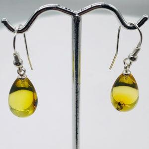 Amber Ovaloid Sterling Silver Earrings | 1 1/4" Long | Yellow | 1 Pair |