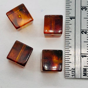 Amber Cube | 8x8mm | Red | 4 Bead