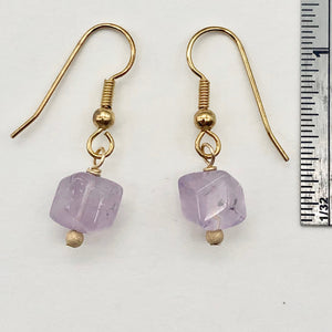 Faceted Cube Lilac Amethyst and 14k Gold Filled Earrings | 1 Inch Long | - PremiumBead Alternate Image 3