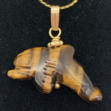 Load image into Gallery viewer, Tiger Eye Dolphin Pendant Necklace | Semi Precious Stone Jewelry | 14kgf Pendant - PremiumBead Alternate Image 5
