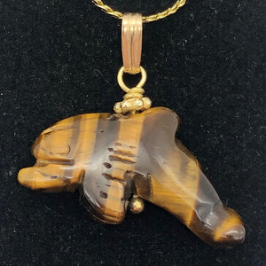 Tiger Eye Dolphin Pendant Necklace | Semi Precious Stone Jewelry | 14kgf Pendant - PremiumBead Alternate Image 5