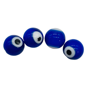 Four Lampwork Glass Eye Round | 8 mm | Dark Blue | 4 Beads |