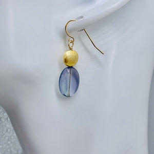 Fluorite 14K Gold Filled Drop/Dangle | 1 1/2" Long | Blue/Purple | 1 Earrings |