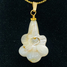 Load image into Gallery viewer, Mother of Pearl Lily 14K Gold Filled Pendant| 1 1/4&quot; Long | White | 1 Pendant |

