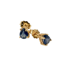 Load image into Gallery viewer, Blue Sapphire 14K Gold Pear shape Earrings | 5x4mm | Blue | Stud |

