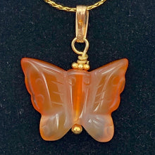 Load image into Gallery viewer, Carnelian Agate Butterfly Pendant Necklace | Semi Precious Stone |14k gf Pendant - PremiumBead Alternate Image 2
