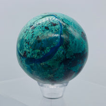 Load image into Gallery viewer, Chrysocolla Cuprite Scry Crystal Round Sphere | 65mm | Blue/Copper | 1 Sphere |
