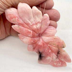 Hand Carved Pink Peruvian Opal Flower Semi Precious Stone Bead | 183.4cts | - PremiumBead Alternate Image 2