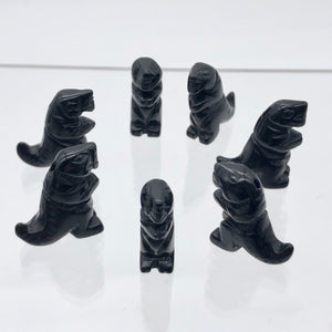 T-Rex Dinosaur Carved Obsidian Tyrannosaurus Rex Figurine | 21x18.5x7mm | Black - PremiumBead Alternate Image 10