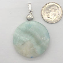 Load image into Gallery viewer, Wavy! One Aqua Green Hemimorphite Disc Sterling Silver Pendant | 1 3/4&quot; long |
