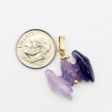 Load image into Gallery viewer, Amethyst Bat Pendant Necklace | Semi Precious Stone Jewelry | 14k Pendant - PremiumBead Alternate Image 4

