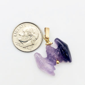 Amethyst Bat Pendant Necklace | Semi Precious Stone Jewelry | 14k Pendant - PremiumBead Alternate Image 4