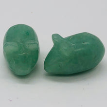 Load image into Gallery viewer, Two Aventurine Carved Mouse Beads | 19x11x11 mm | Green
