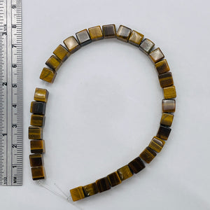 Wildly Exotic Tigereye 6mm Cube Bead 8 inch Strand 9473HS