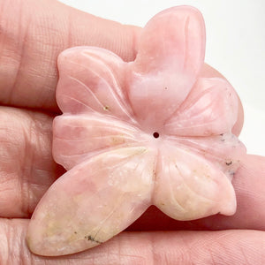 Hand Carved Pink Peruvian Opal Flower Semi Precious Stone Bead | 28.7cts | - PremiumBead Alternate Image 5