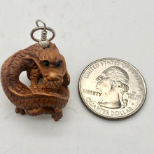 Load image into Gallery viewer, Hand Carved Boxwood Crouching Dragon Sterling Pendant 504128BDS - PremiumBead Alternate Image 8

