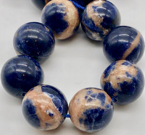 6 Blue Sodalite with White and Orange 12mm Round Beads 10781 - PremiumBead Alternate Image 2