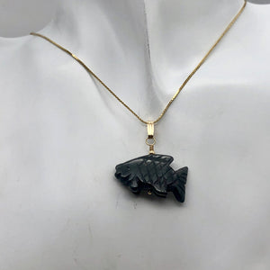 Hematite Koi Fish Pendant Necklace | Semi Precious Stone Jewelry | 14kgf Pendant - PremiumBead Alternate Image 6