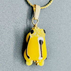 Lampwork Frog 14K Gold Filled Frog | 1" Long | Yellow | 1 Pendant |