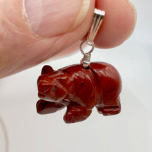 Load image into Gallery viewer, Natural Braciated Jasper Bear Sterling Silver Pendant | 13x18x9mm | Dark Brick Red - PremiumBead Alternate Image 5
