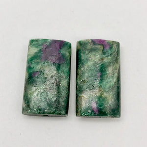 Green Fuschite Pendant Beads | 22x12x5mm | Green/Red | Rectangle | 2 Beads | - PremiumBead Primary Image 1