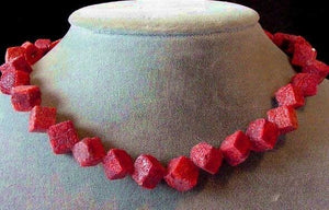 12 Red Sponge Coral Diagonal Cube Beads 4582 - PremiumBead Alternate Image 2