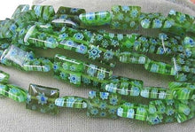 Load image into Gallery viewer, Millefiori 10mm Square Fabulous Green Bead Strand 106976B - PremiumBead Alternate Image 2
