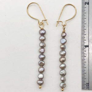 Dark Champagne Bubble Fresh Water Pearl 14K Gold Filled Earrings | 2" Long |