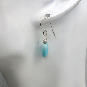 Hemimorphite, Flat Rectangle Bead Drop/Dangle Earrings | 1 1/4" Long | Blue |