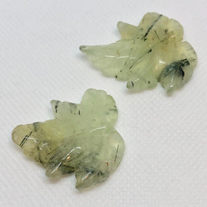 Hand Carved 2 Green Prehnite Leaf Beads W/Dendrites 10532F - PremiumBead Alternate Image 3