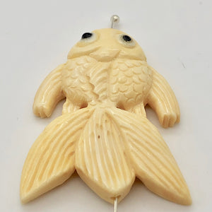 Swim Carved Goldfish Koi or Carp Bone Bead 10749 | 36x30x6mm | Cream - PremiumBead Alternate Image 2