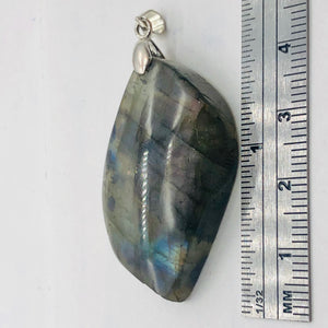Labradorite Sterling Silver Natural | 1 1/2" Long | Blue/Gray | 1 Pendant |
