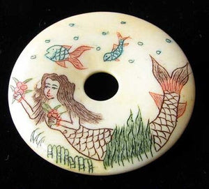 Carved & Etched Mermaid 38mm Pi Circle Centerpiece 9699 - PremiumBead Primary Image 1