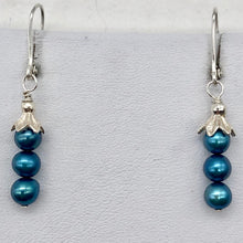 Load image into Gallery viewer, Shining Teal Fresh Water Pearl Sterling Silver Lever Back Earrings | 1/2&quot; long | - PremiumBead Alternate Image 4
