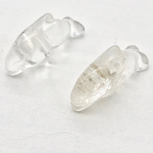 Jumping 2 Carved Natural Quartz Crystal Dolphin Beads | 25x11x8mm | Clear - PremiumBead Primary Image 1