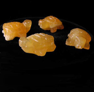 Charming 2 Carved Orange Calcite Turtle Beads | 22x15x9.5mm | Orange - PremiumBead Primary Image 1