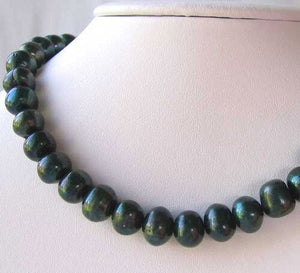 7 Deep Emerald Green 10mm Green Freshwater Pearls Beads 9603 - PremiumBead Alternate Image 2