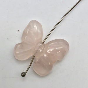 Flutter 2 Carved Rose Quartz Butterfly Beads | 21x17x5mm | Pink - PremiumBead Alternate Image 2