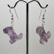 Load image into Gallery viewer, Amethyst Tyrannosaurus Rex Sterling Silver Drop Earrings| 1.5&quot; Long | Purple |
