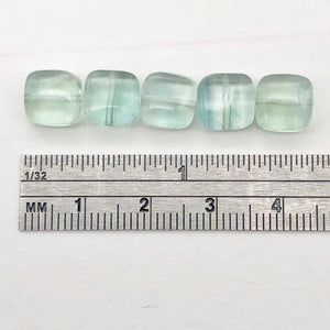 5 Natural Blue / Green Fluorite Square Beads 10483