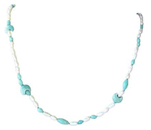 Load image into Gallery viewer, Cream Pearl and Amazonite Necklace Celebrating ~The Moon Goddess~ 6141
